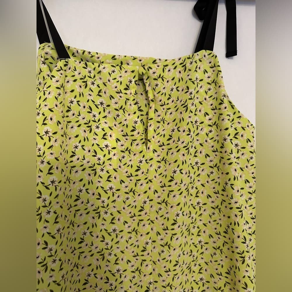 NWT Topshop Floral Print Drop Waist MIDI Dress, Size 6 US Women’s “Lime” Color - Thumbnail 8