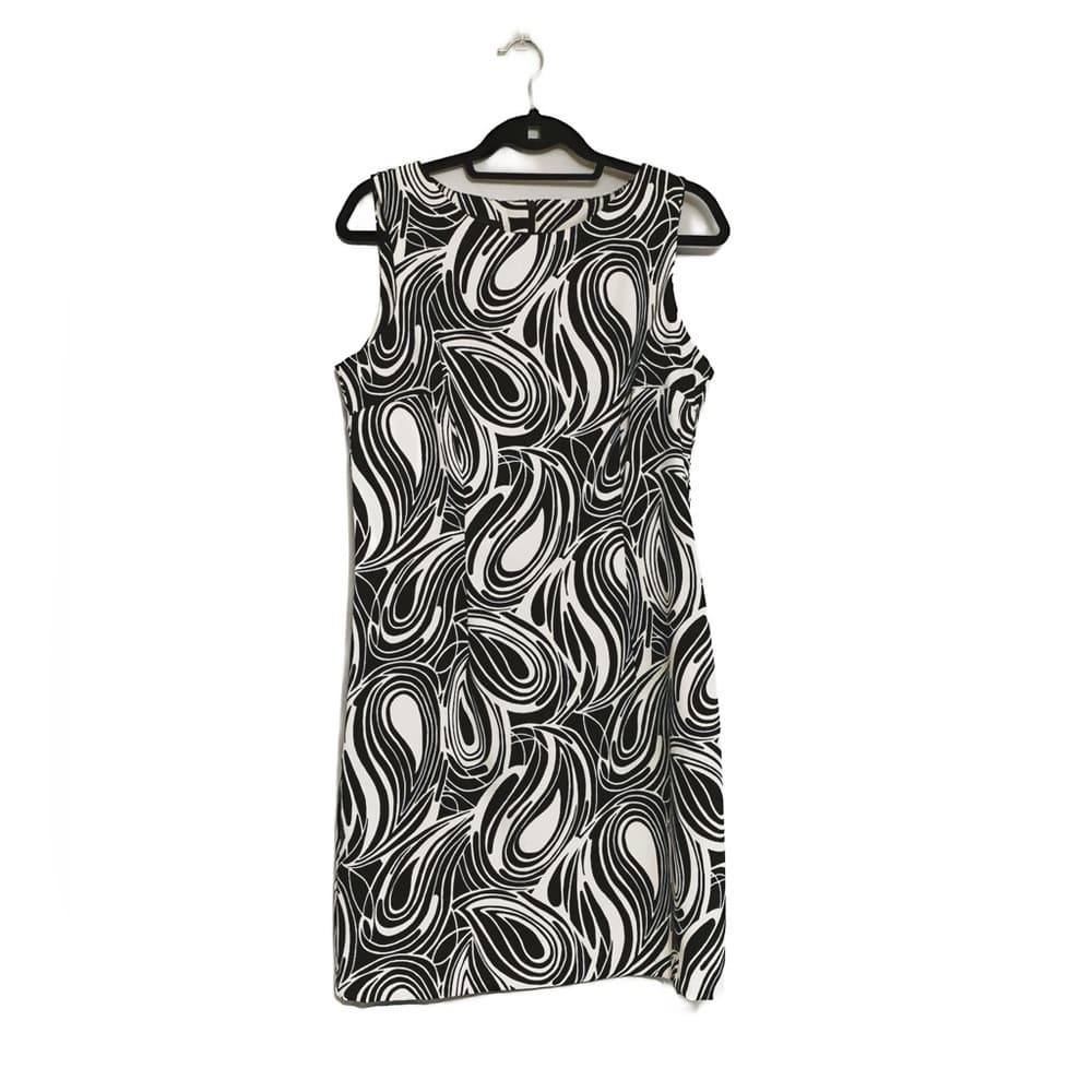 AGB Women's Sheath Dress Size 12 Black White Swirl Print Retro/Vintage-Looking - Thumbnail 5