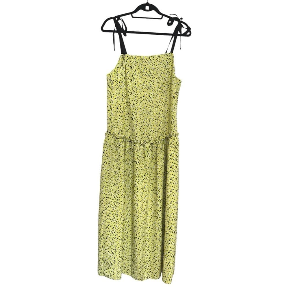 NWT Topshop Floral Print Drop Waist MIDI Dress, Size 6 US Women’s “Lime” Color - Thumbnail 5
