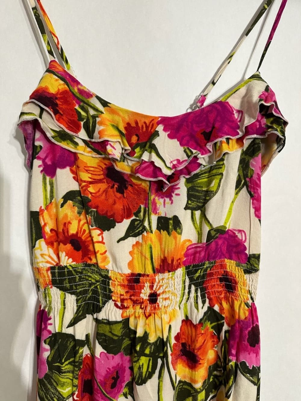 Mimi Chica Floral Ruffle Sundress Cottagecore Summer Mini Dress Medium Resort - Thumbnail 2