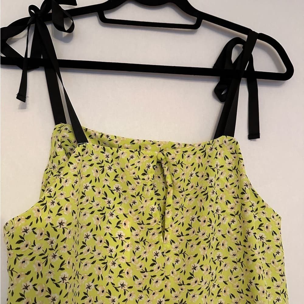 NWT Topshop Floral Print Drop Waist MIDI Dress, Size 6 US Women’s “Lime” Color - Thumbnail 10