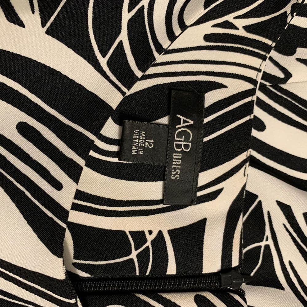 AGB Women's Sheath Dress Size 12 Black White Swirl Print Retro/Vintage-Looking - Thumbnail 7