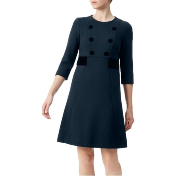 Jane Atelier Isme Shift Wool w Velvet Button Dress (UK 12/US 8) Designer Luxury - Thumbnail 16