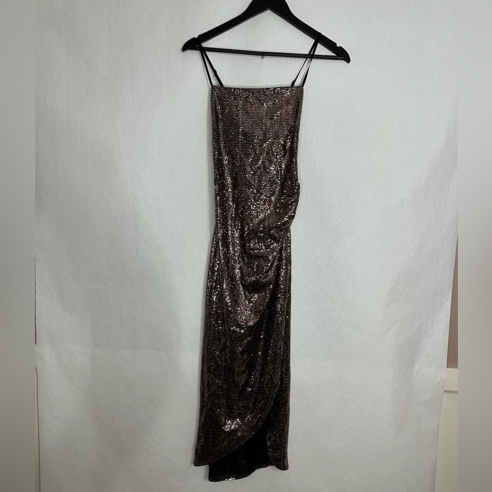 Emerald Sundae Disco Dot Metallic Print Strappy Midi Dress Size Large Juniors - Thumbnail 2