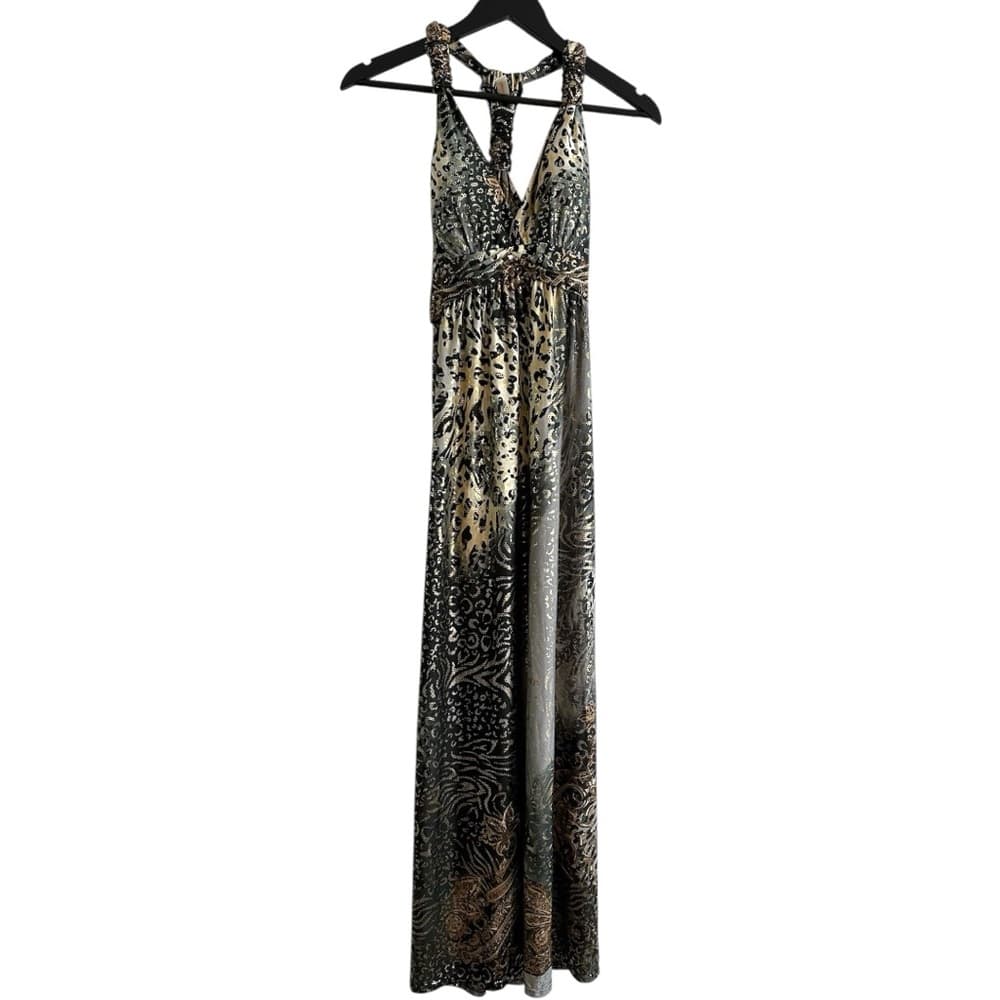 Shoreline Grey Gold and Black Animal Print Maxi Dress, Y2K Size L/XL - Thumbnail 6