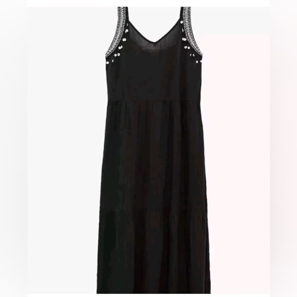 Zara Sequin Beaded Embroidered Strap Dress Size Large Boho Resort Minimal - Thumbnail 4