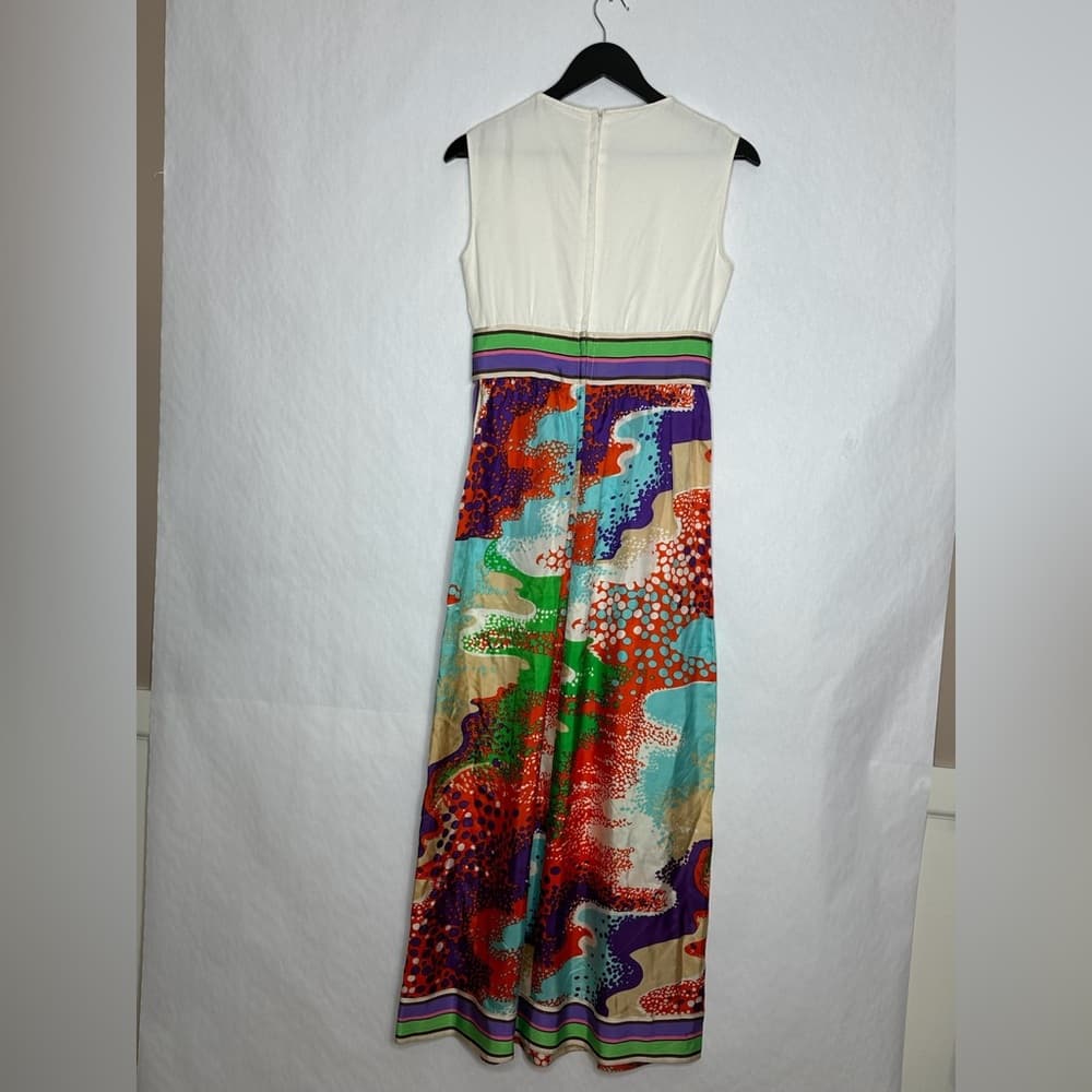 Vintage 1970s Psychedelic Dress Set Union Made ILGWU Maxi & Shorts RARE - Thumbnail 12
