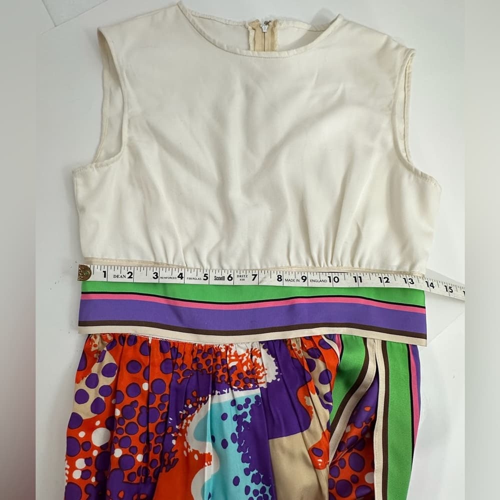 Vintage 1970s Psychedelic Dress Set Union Made ILGWU Maxi & Shorts RARE - Thumbnail 15