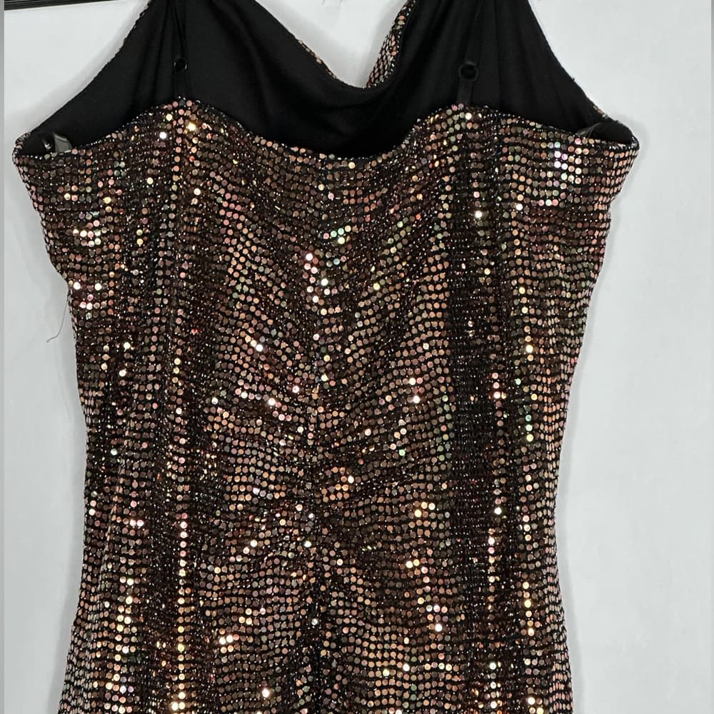 Emerald Sundae Disco Dot Metallic Print Strappy Midi Dress Size Large Juniors - Thumbnail 4