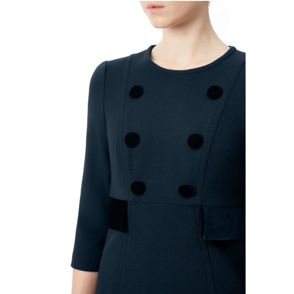 Jane Atelier Isme Shift Wool w Velvet Button Dress (UK 12/US 8) Designer Luxury - Thumbnail 12