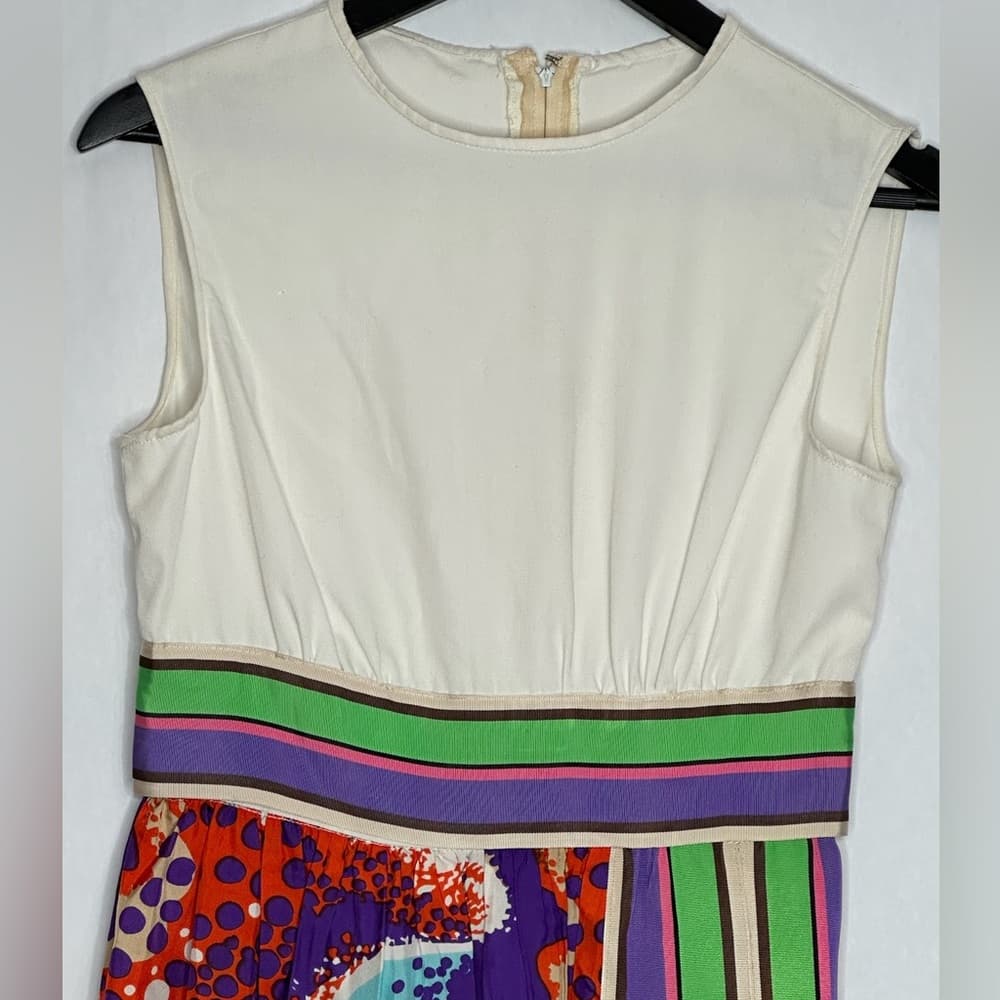 Vintage 1970s Psychedelic Dress Set Union Made ILGWU Maxi & Shorts RARE - Thumbnail 10