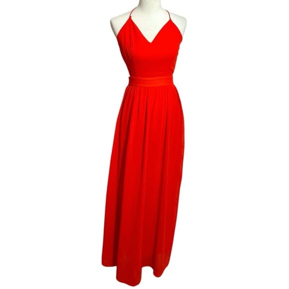 Open Back Maxi Dress with Crisscross Back Red / Orange - See sizing Likely XS/S - Thumbnail 7