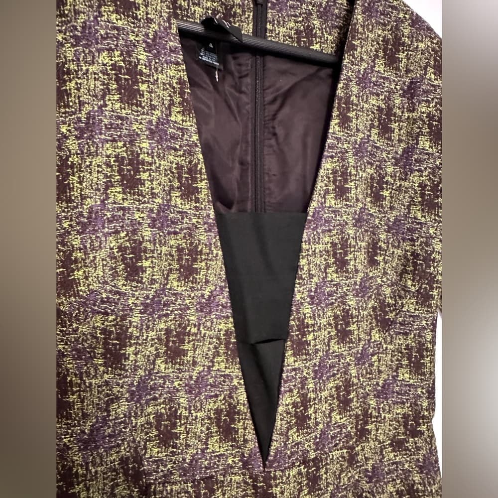 ZERO + MARIA CORNEJO Deep V Dress Abstract Print Tweed Business Size 4 Luxury - Thumbnail 2