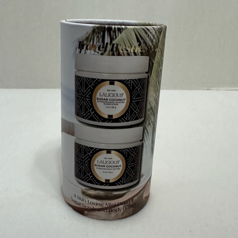 NIB LALICIOUS Sugar Scrub Body Butter Duo Set Travel Besties Sugar Coconut Scent - Thumbnail 2