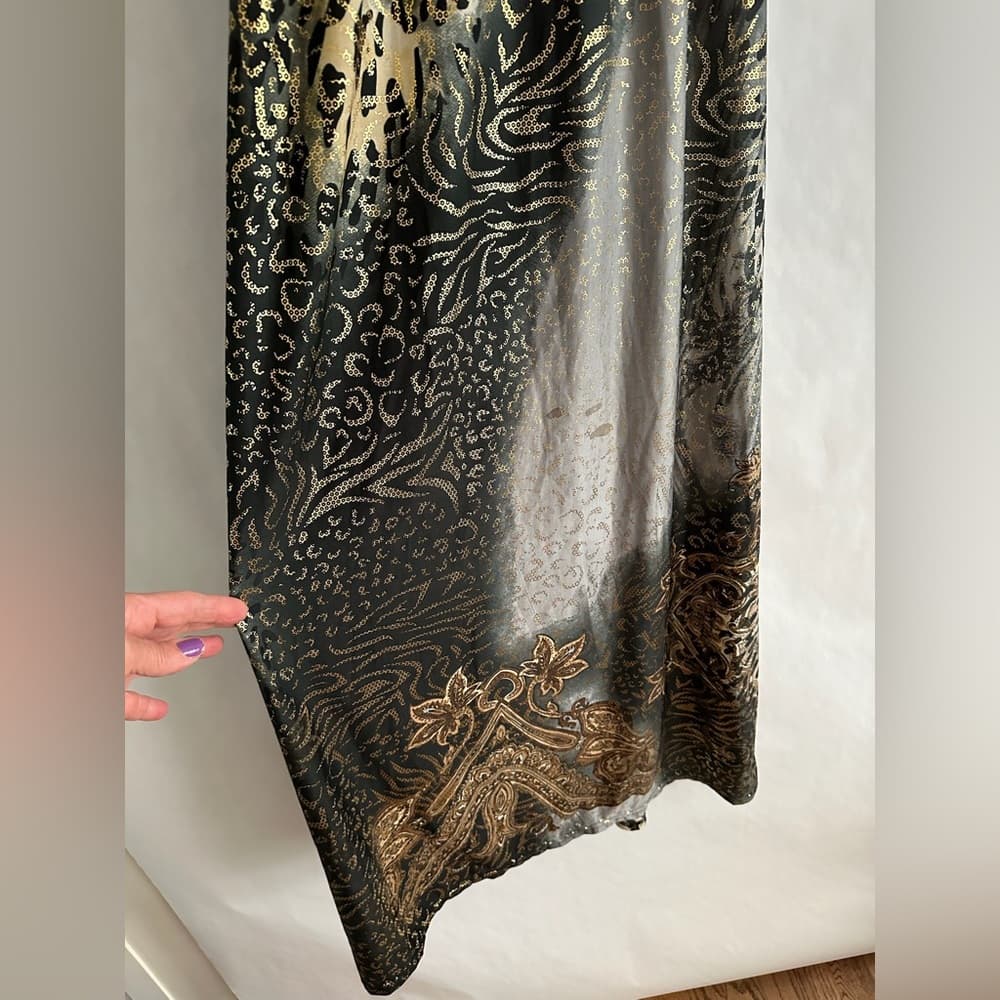 Shoreline Grey Gold and Black Animal Print Maxi Dress, Y2K Size L/XL - Thumbnail 2