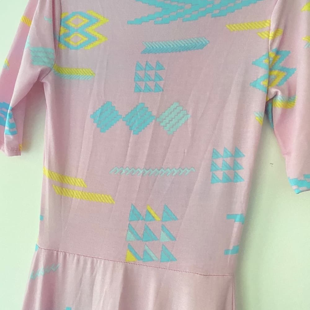 Modest Maxi Dress Light Pink with Geometric Shapes Lularoe Ana Dress | Size XS - Thumbnail 10
