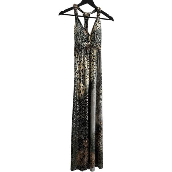 Shoreline Grey Gold and Black Animal Print Maxi Dress, Y2K Size L/XL - Thumbnail 7
