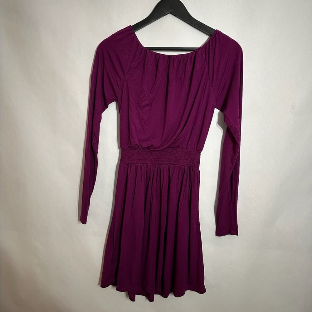 Forever 21 Draped Long Sleeve Mini Dress Elastic Waist Size Small - Thumbnail 2