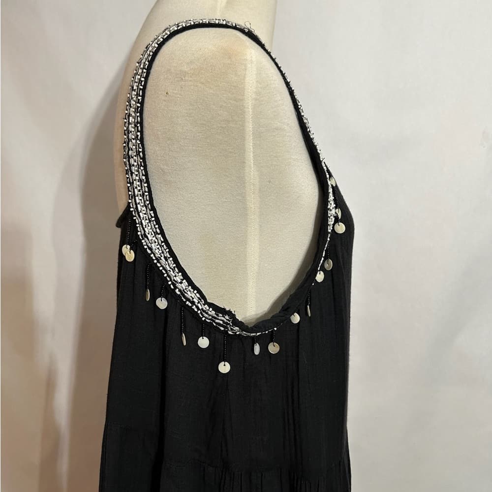 Zara Sequin Beaded Embroidered Strap Dress Size Large Boho Resort Minimal - Thumbnail 12