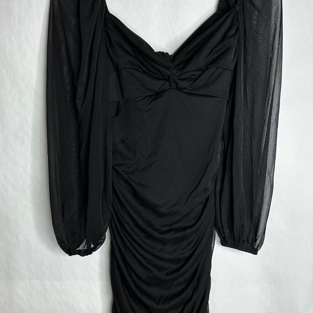 B Darlin Black Ruched Mesh Bodycon Cut Out Mini Dress XL Juniors Whimsigoth - Thumbnail 10
