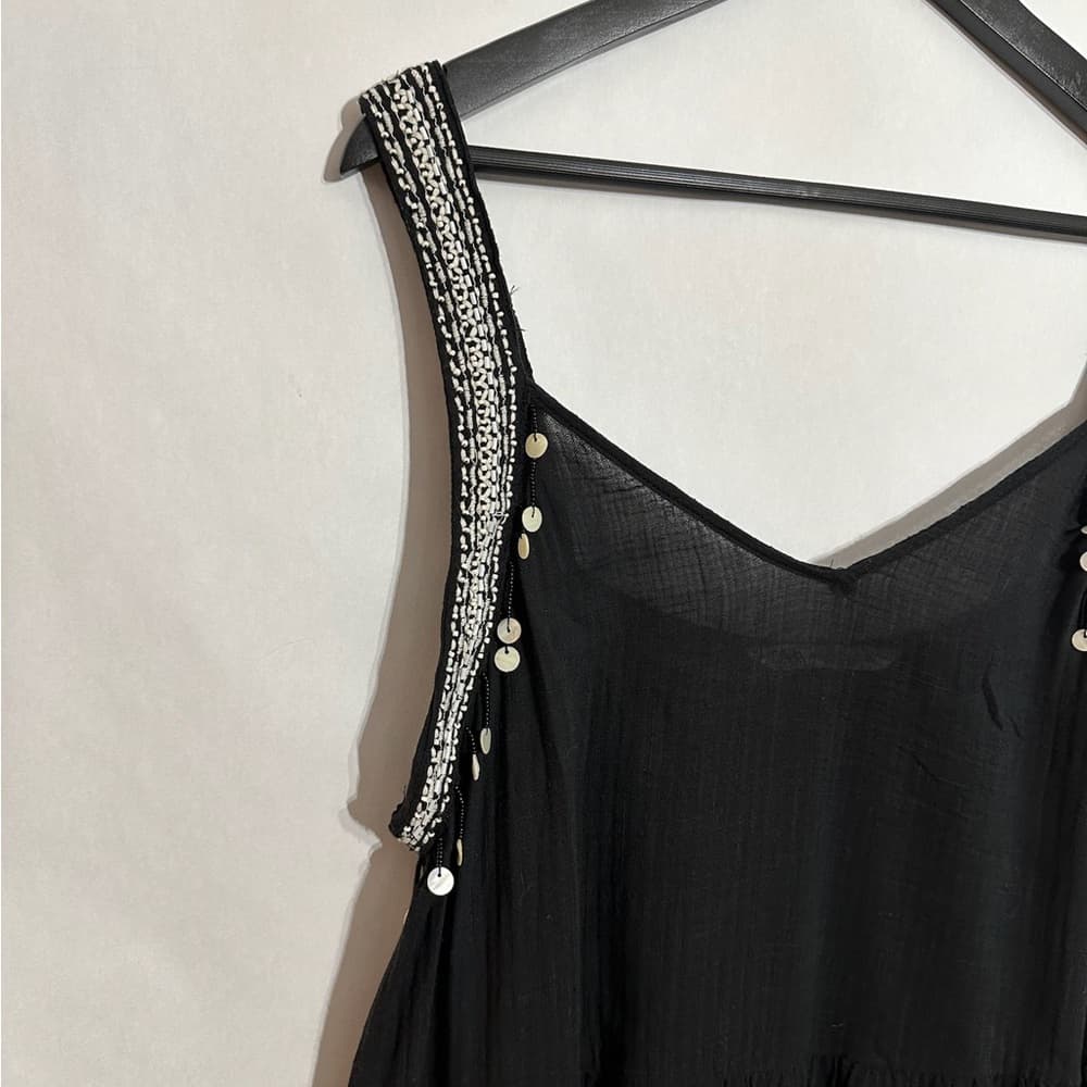 Zara Sequin Beaded Embroidered Strap Dress Size Large Boho Resort Minimal - Thumbnail 11