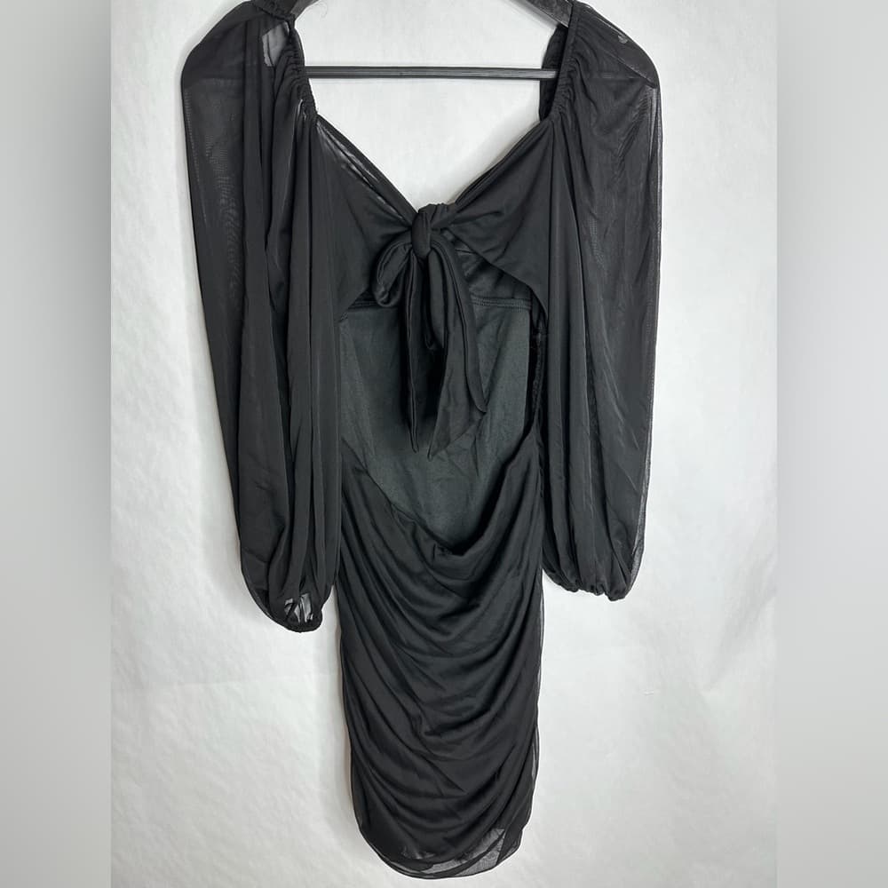 B Darlin Black Ruched Mesh Bodycon Cut Out Mini Dress XL Juniors Whimsigoth - Thumbnail 7