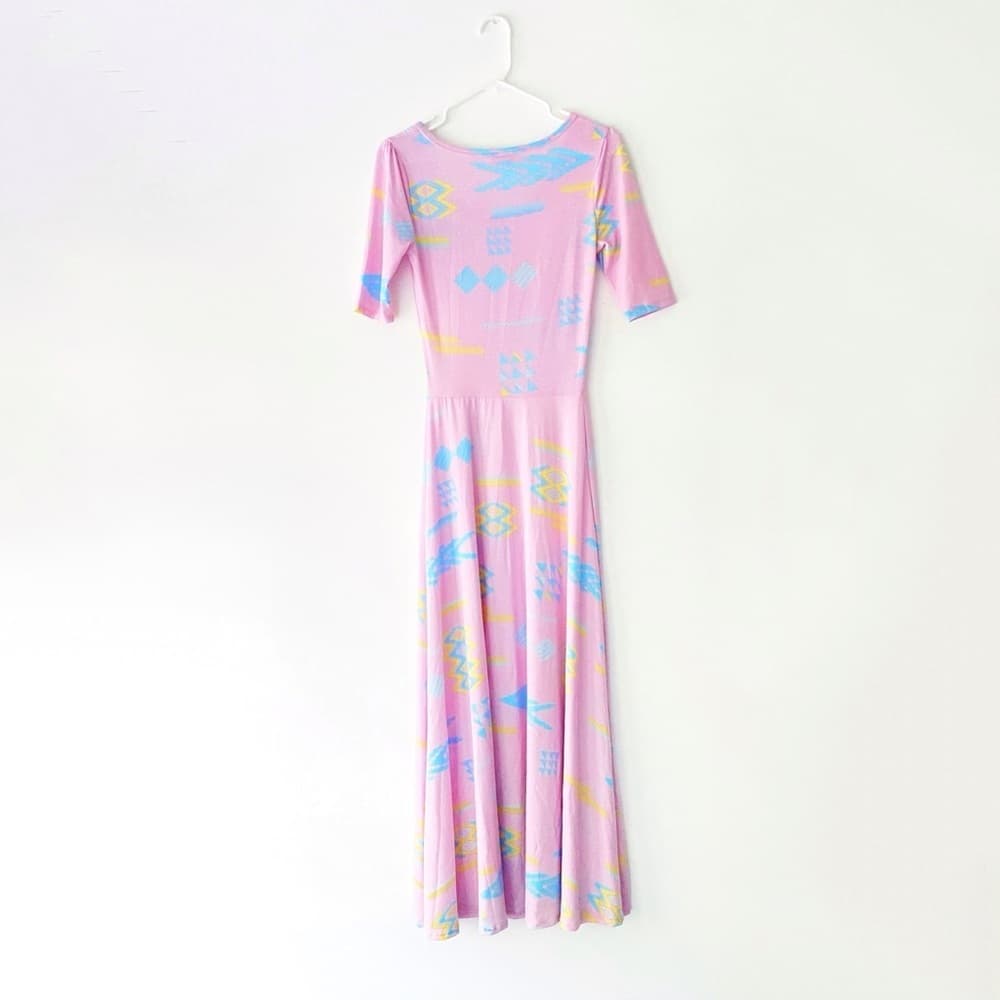 Modest Maxi Dress Light Pink with Geometric Shapes Lularoe Ana Dress | Size XS