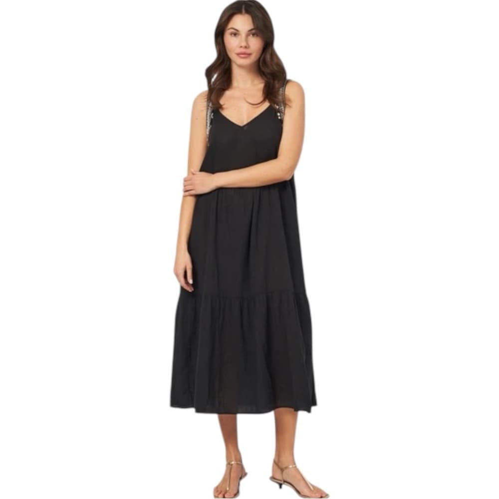 Zara Sequin Beaded Embroidered Strap Dress Size Large Boho Resort Minimal - Thumbnail 16
