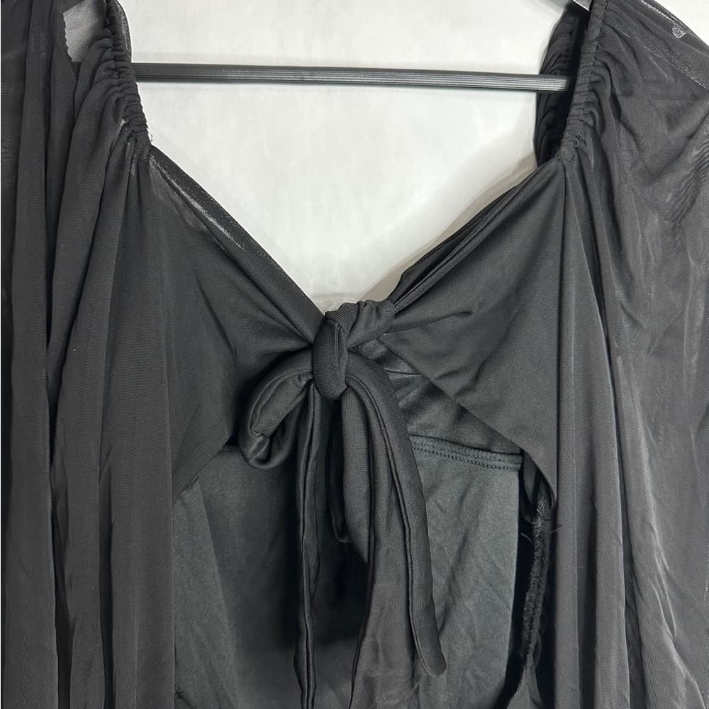 B Darlin Black Ruched Mesh Bodycon Cut Out Mini Dress XL Juniors Whimsigoth - Thumbnail 4