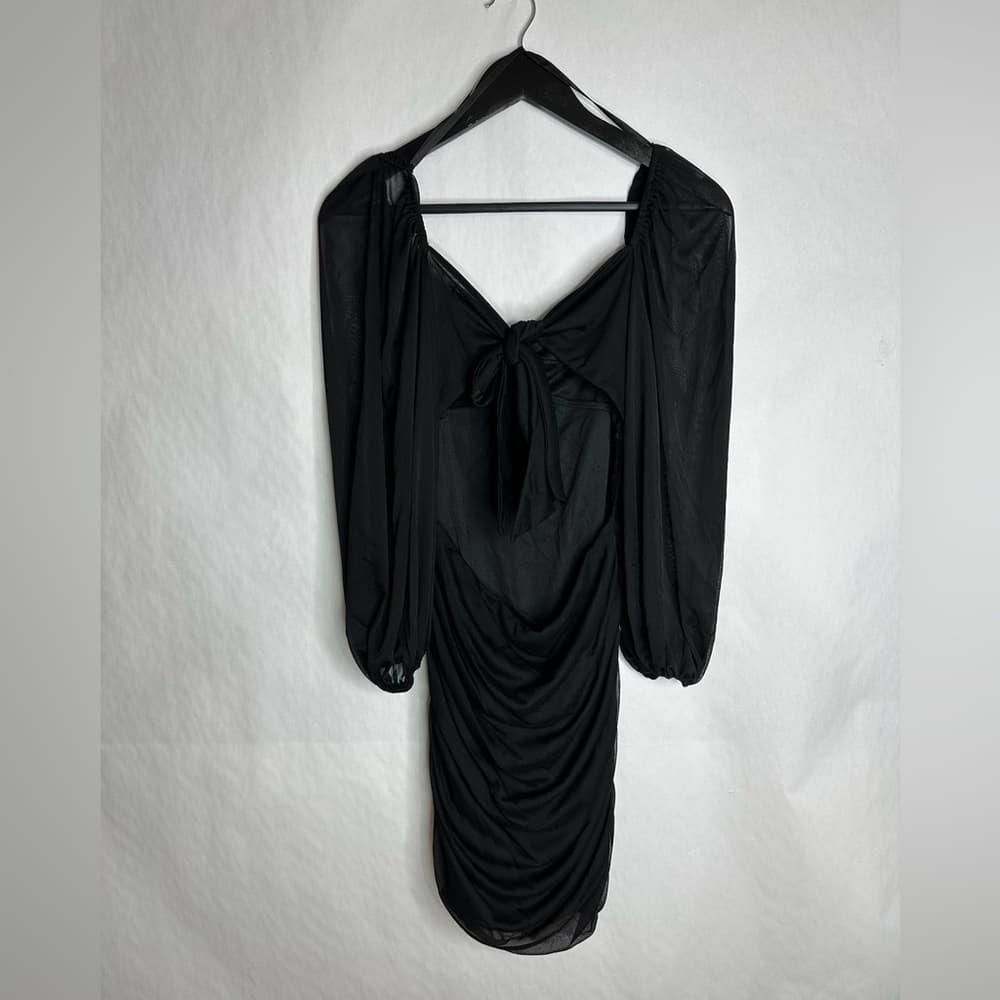 B Darlin Black Ruched Mesh Bodycon Cut Out Mini Dress XL Juniors Whimsigoth - Thumbnail 6