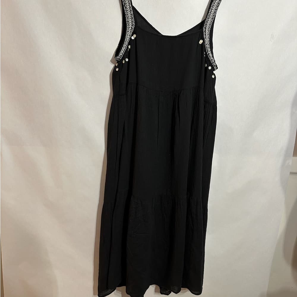 Zara Sequin Beaded Embroidered Strap Dress Size Large Boho Resort Minimal - Thumbnail 9