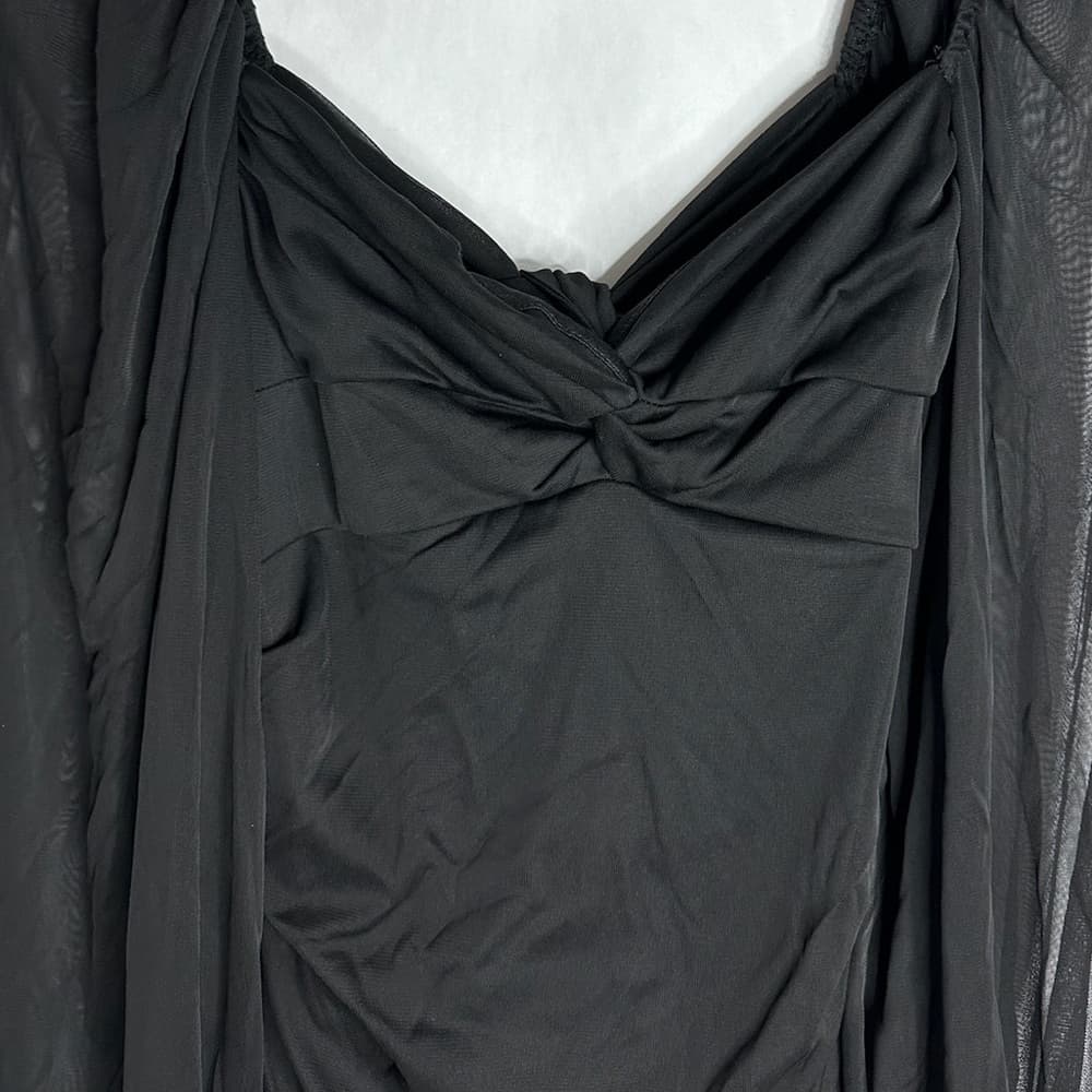 B Darlin Black Ruched Mesh Bodycon Cut Out Mini Dress XL Juniors Whimsigoth - Thumbnail 11