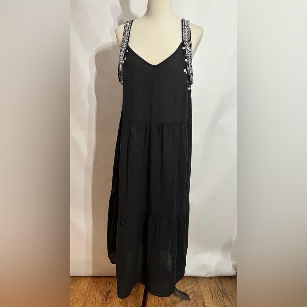 Zara Sequin Beaded Embroidered Strap Dress Size Large Boho Resort Minimal - Thumbnail 6