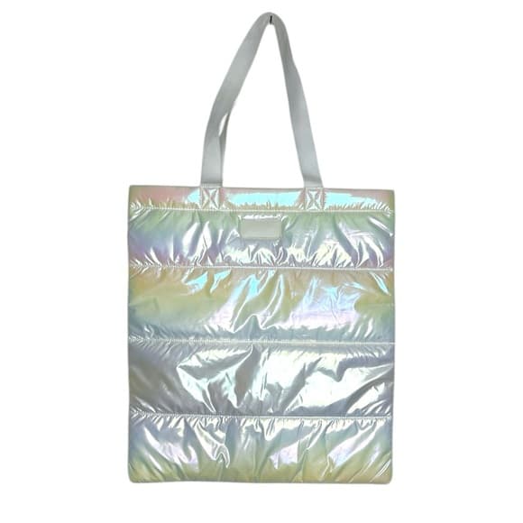 Bath & Body Works Iridescent Holographic Quilt Puffer Tote Bag Metallic Shopper - Thumbnail 9