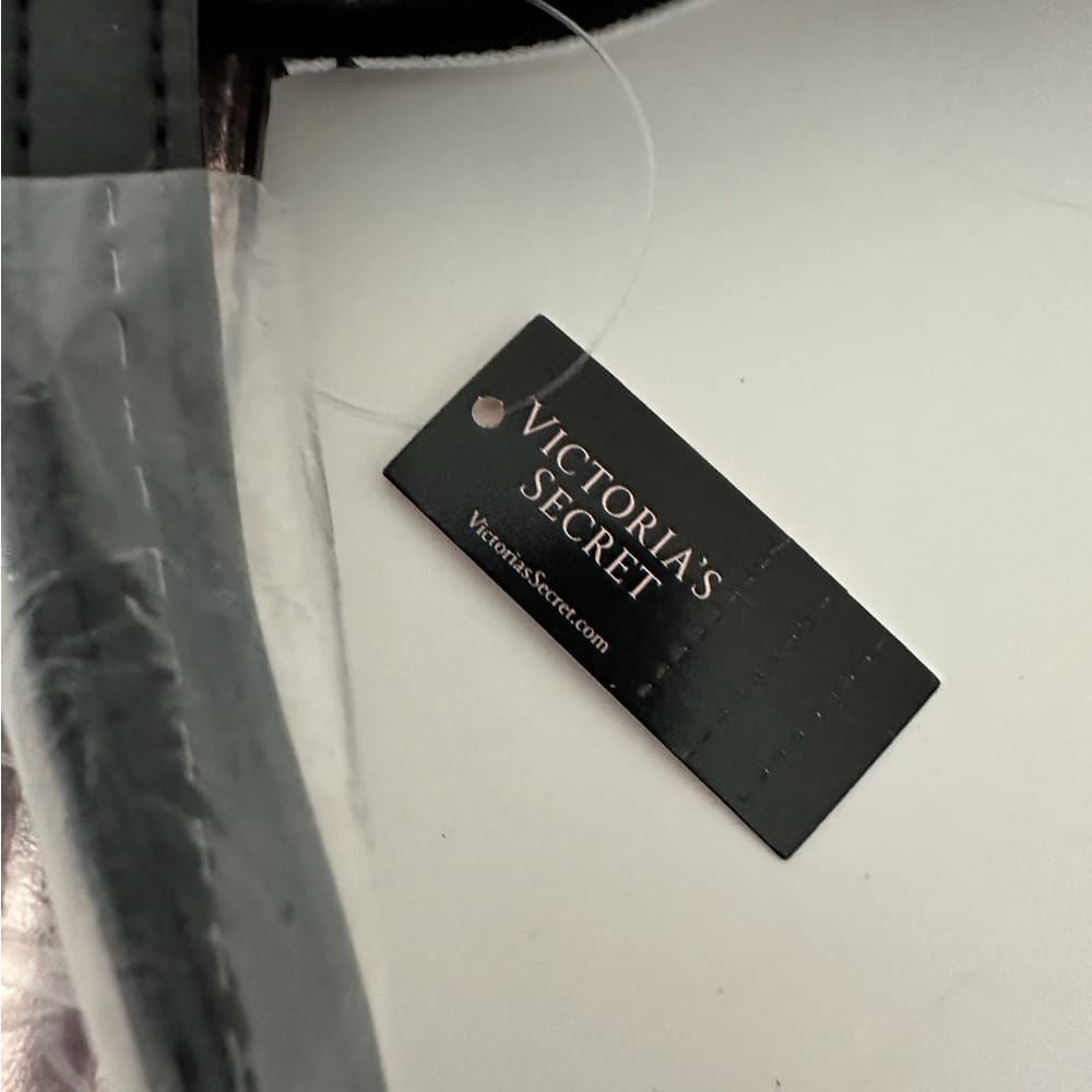 NWT Victoria’s Secret Oversized Logo Canvas Tote Bag Black White Weekender Beach - Thumbnail 6