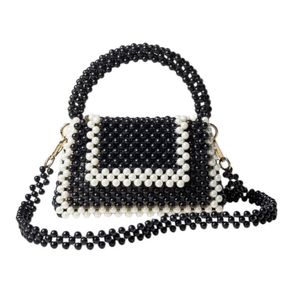 NWT Kate Spade Target Colorblock Beaded Structure Crossbody Bag Black White - Thumbnail 14