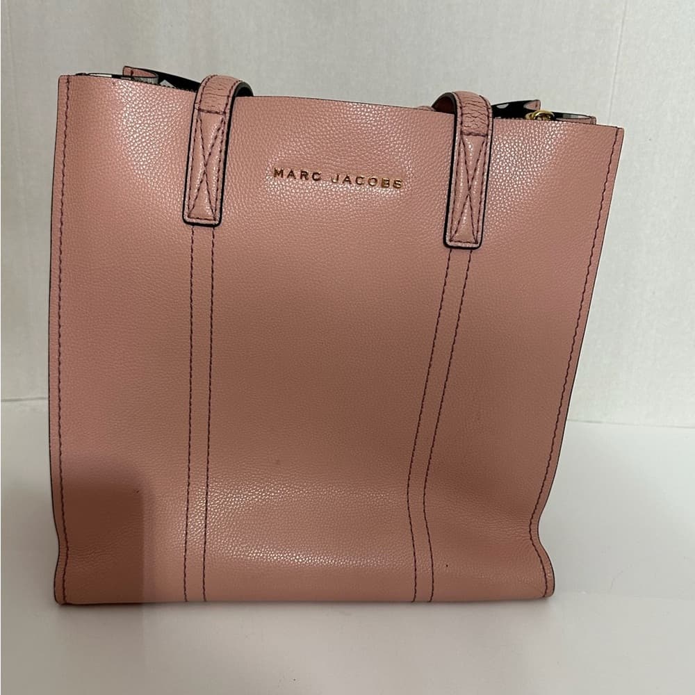 Marc Jacobs Repeat Leather Tote Bag in Blush Pink with Logo Lining - Thumbnail 2