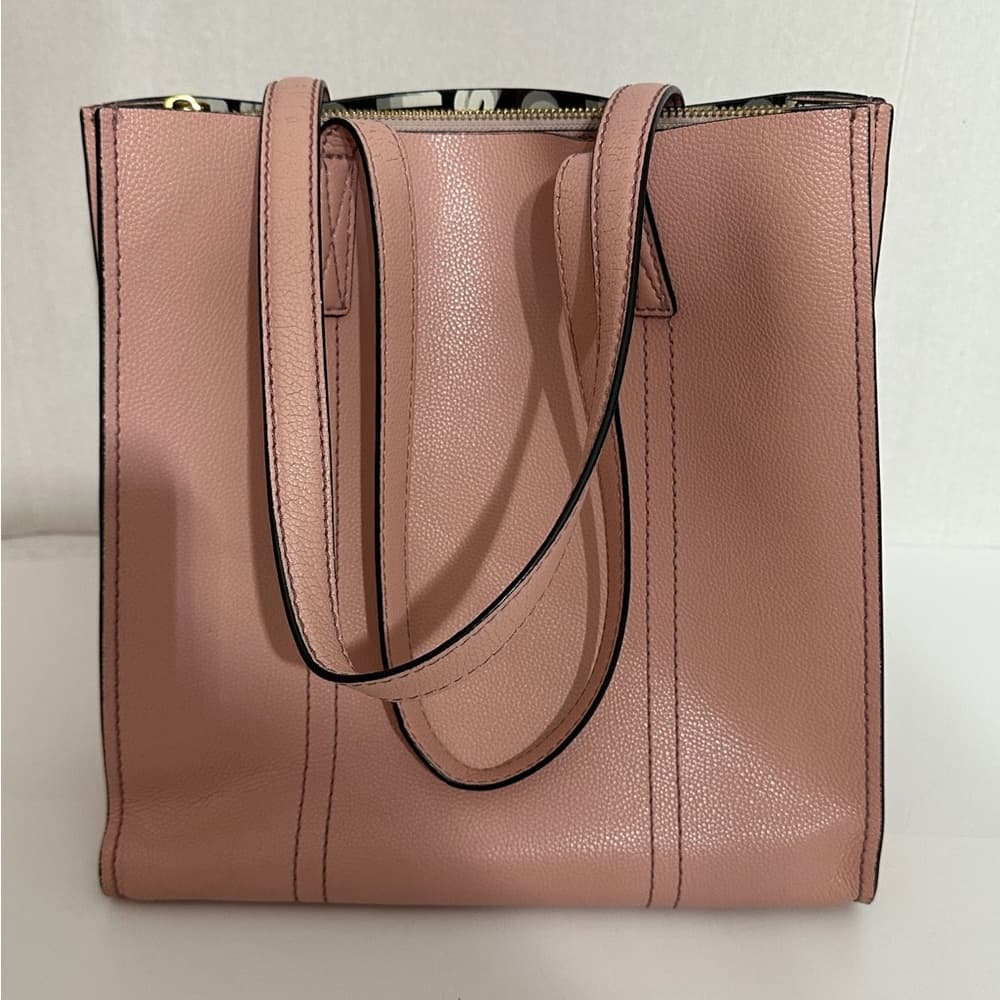 Marc Jacobs Repeat Leather Tote Bag in Blush Pink with Logo Lining - Thumbnail 3
