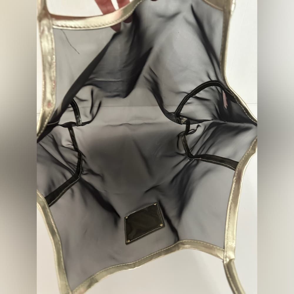 Victoria’s Secret Black Sheer Mesh Tote with Gold Trim – Carryall Bag - Thumbnail 5