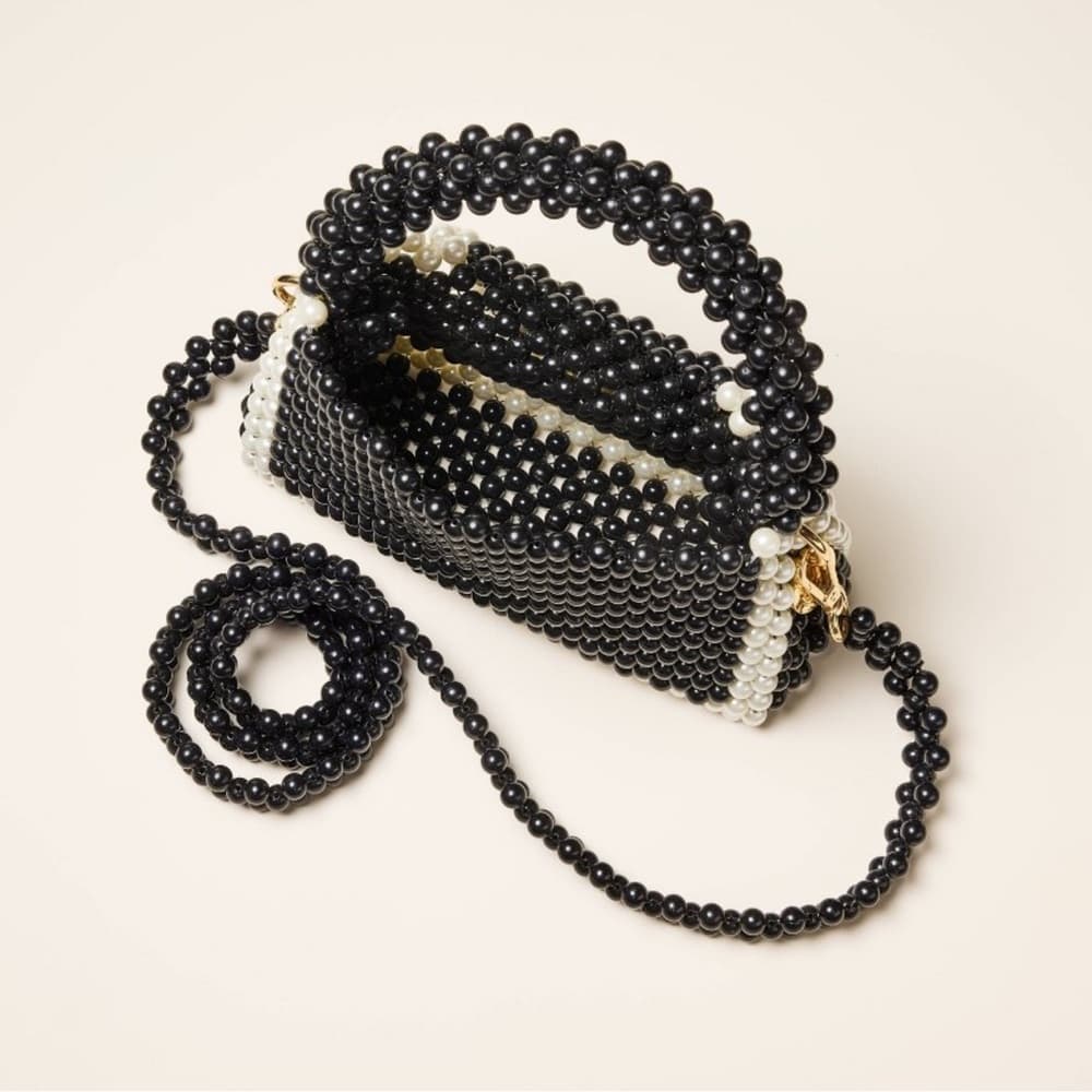 NWT Kate Spade Target Colorblock Beaded Structure Crossbody Bag Black White - Thumbnail 7
