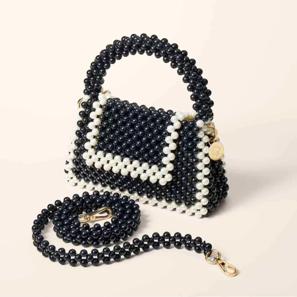 NWT Kate Spade Target Colorblock Beaded Structure Crossbody Bag Black White - Thumbnail 10