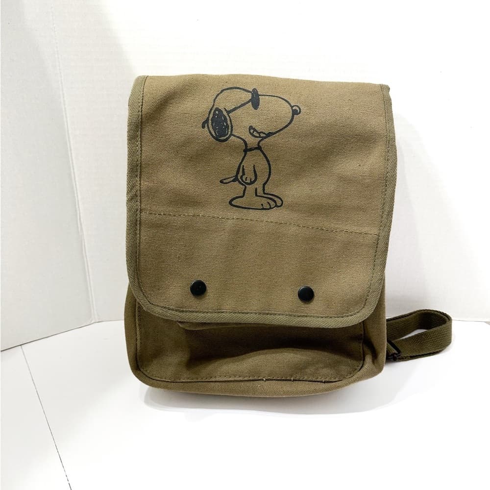 Rothco Peanuts Snoopy Canvas Shoulder Bag Military Olive Green Peanuts Satchel