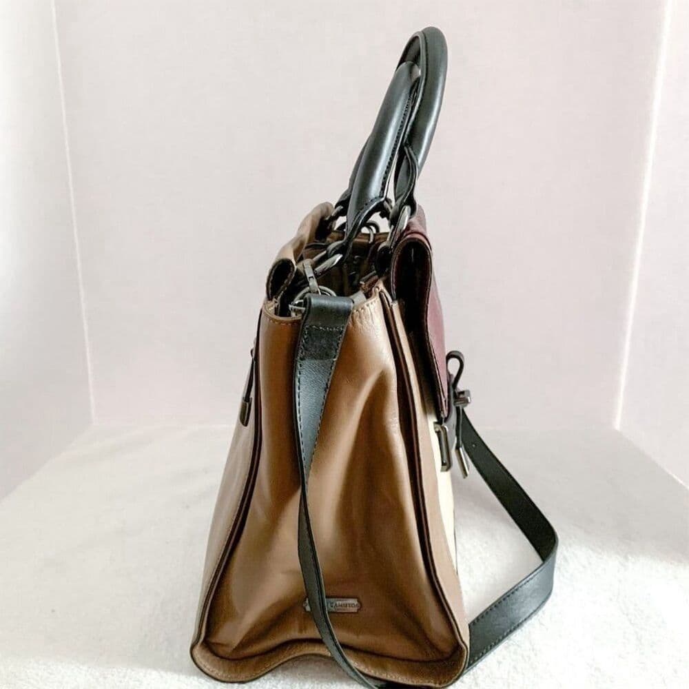 Vince Camuto 'Max' Tri-Color Leather Satchel Croc-Embossed Flap Adjustable Strap - Thumbnail 5