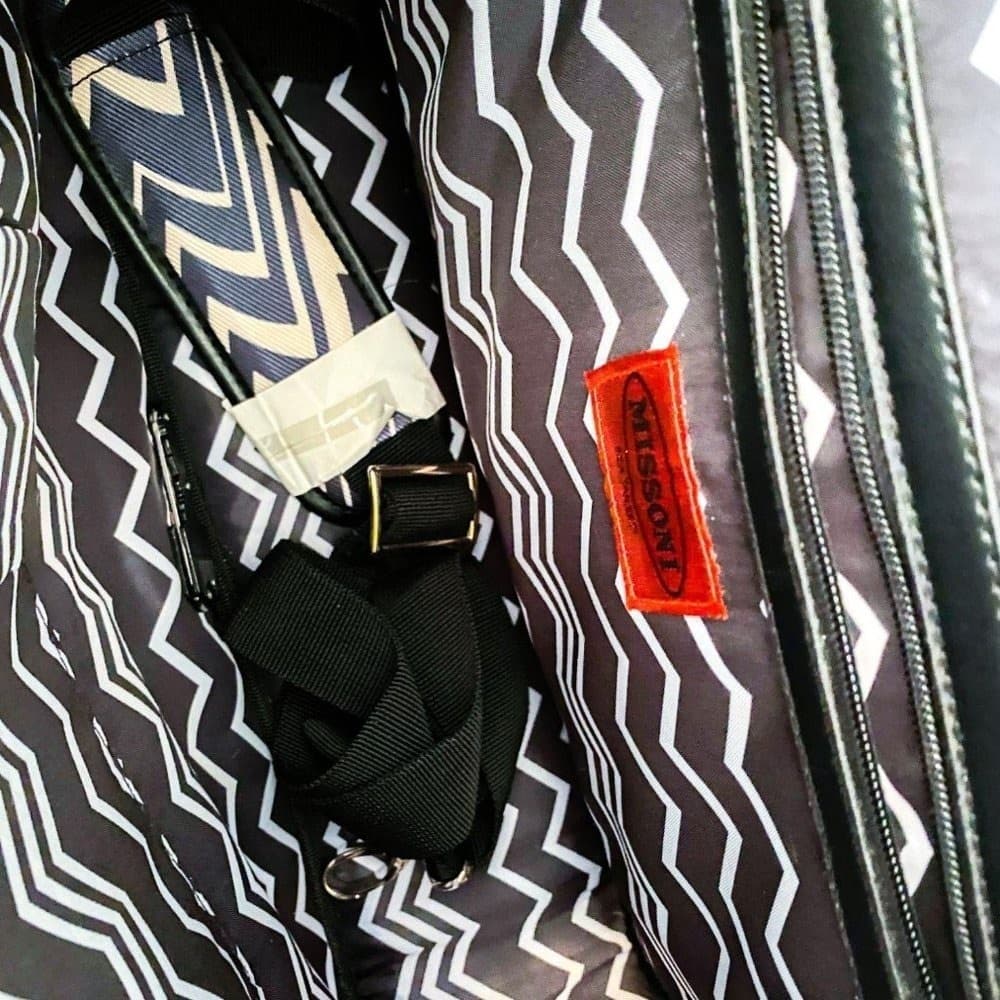 Missoni Black White Chevron Large Carry-on Zip Travel Bag Small Luggage - Thumbnail 5