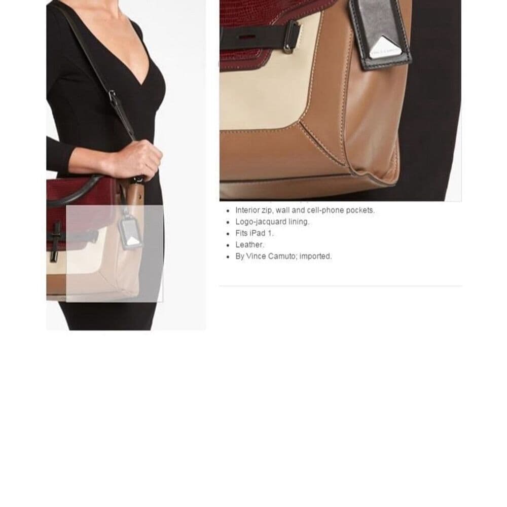 Vince Camuto 'Max' Tri-Color Leather Satchel Croc-Embossed Flap Adjustable Strap - Thumbnail 8