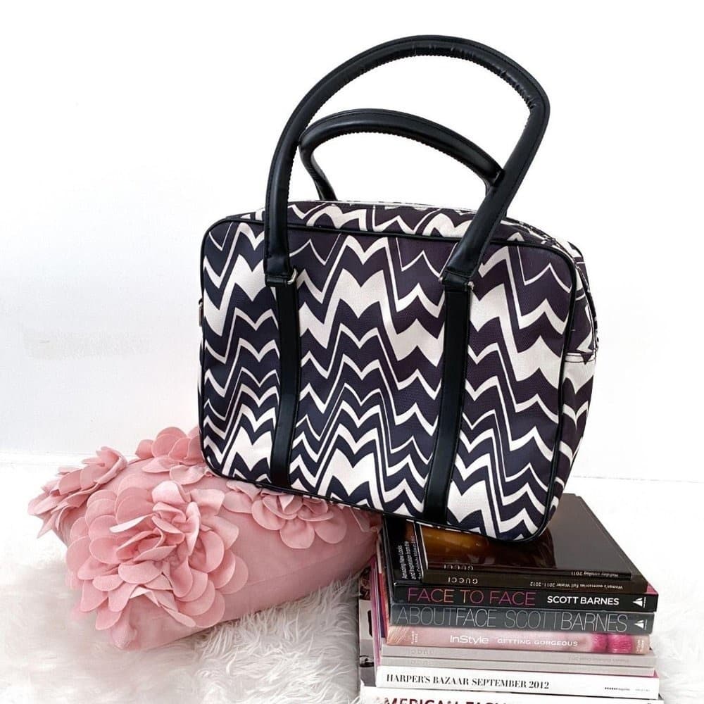 Missoni Black White Chevron Large Carry-on Zip Travel Bag Small Luggage