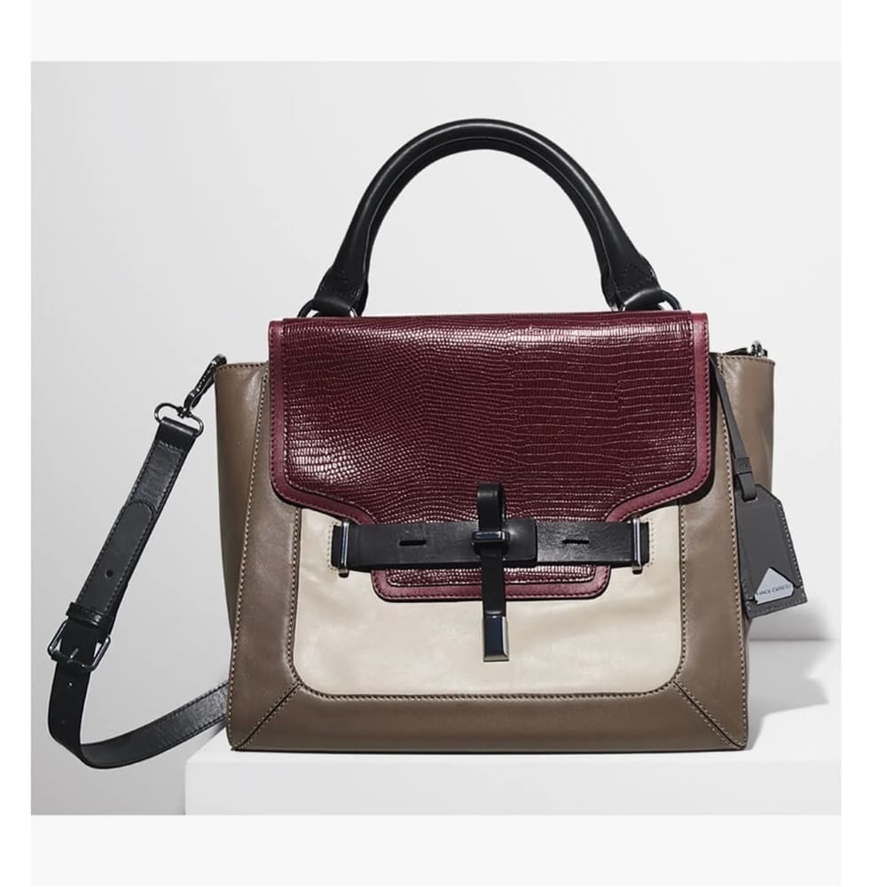 Vince Camuto 'Max' Tri-Color Leather Satchel Croc-Embossed Flap Adjustable Strap - Thumbnail 14