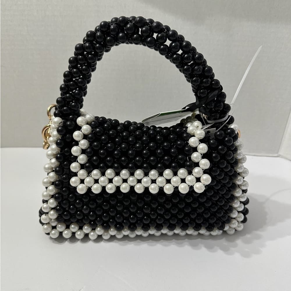 NWT Kate Spade Target Colorblock Beaded Structure Crossbody Bag Black White - Thumbnail 2