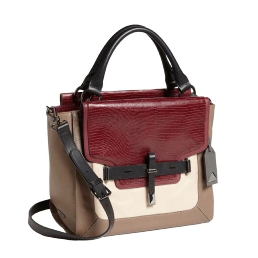 Vince Camuto 'Max' Tri-Color Leather Satchel Croc-Embossed Flap Adjustable Strap - Thumbnail 16
