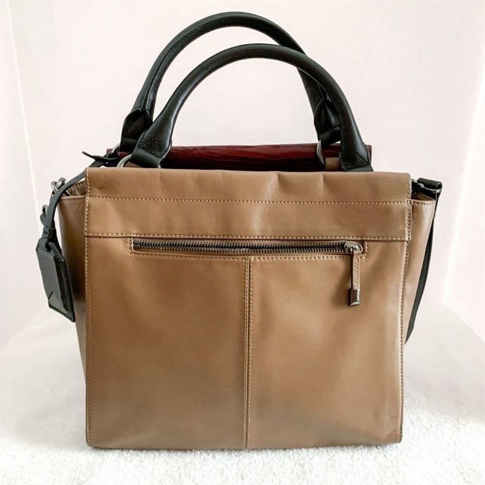Vince Camuto 'Max' Tri-Color Leather Satchel Croc-Embossed Flap Adjustable Strap - Thumbnail 4